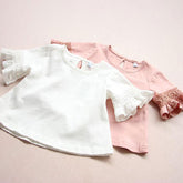 Girls Baby T-shirt Round Neck Lace Short Sleeve-Veeddydropshipping